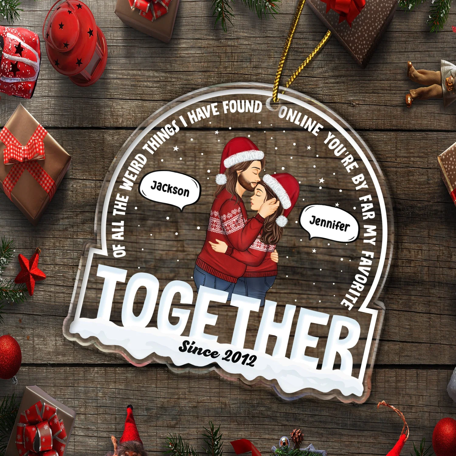 Christmas Couple You Are My Favorite By Far Online - Gift For Couples - Personalized Custom Shaped Acrylic Ornament - Image 5
