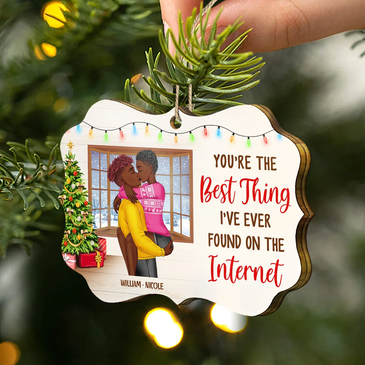 Christmas Couple You Are The Best Things - Gift For Couples - Personalized Medallion Wooden Ornament - Image 2