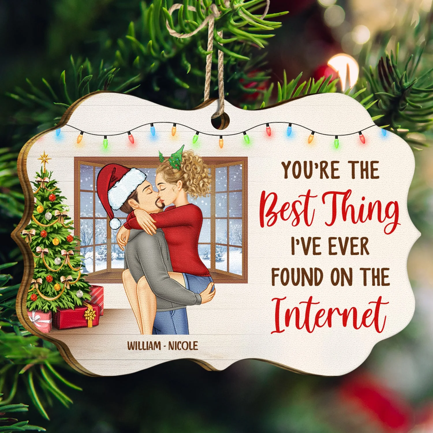 Christmas Couple You Are The Best Things - Gift For Couples - Personalized Medallion Wooden Ornament - Image 3