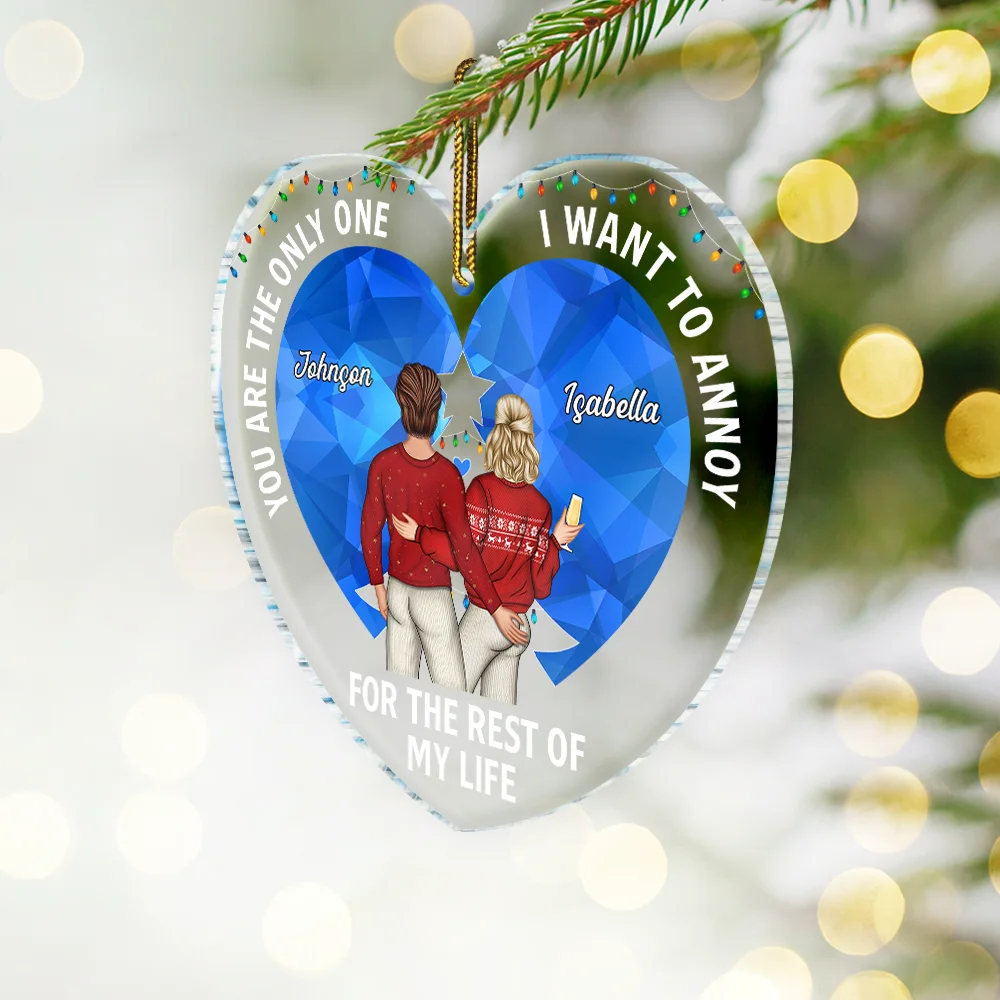 Christmas Couple You Are The Only One Stained Glass - Personalized Custom Shaped Acrylic Ornament - Image 2