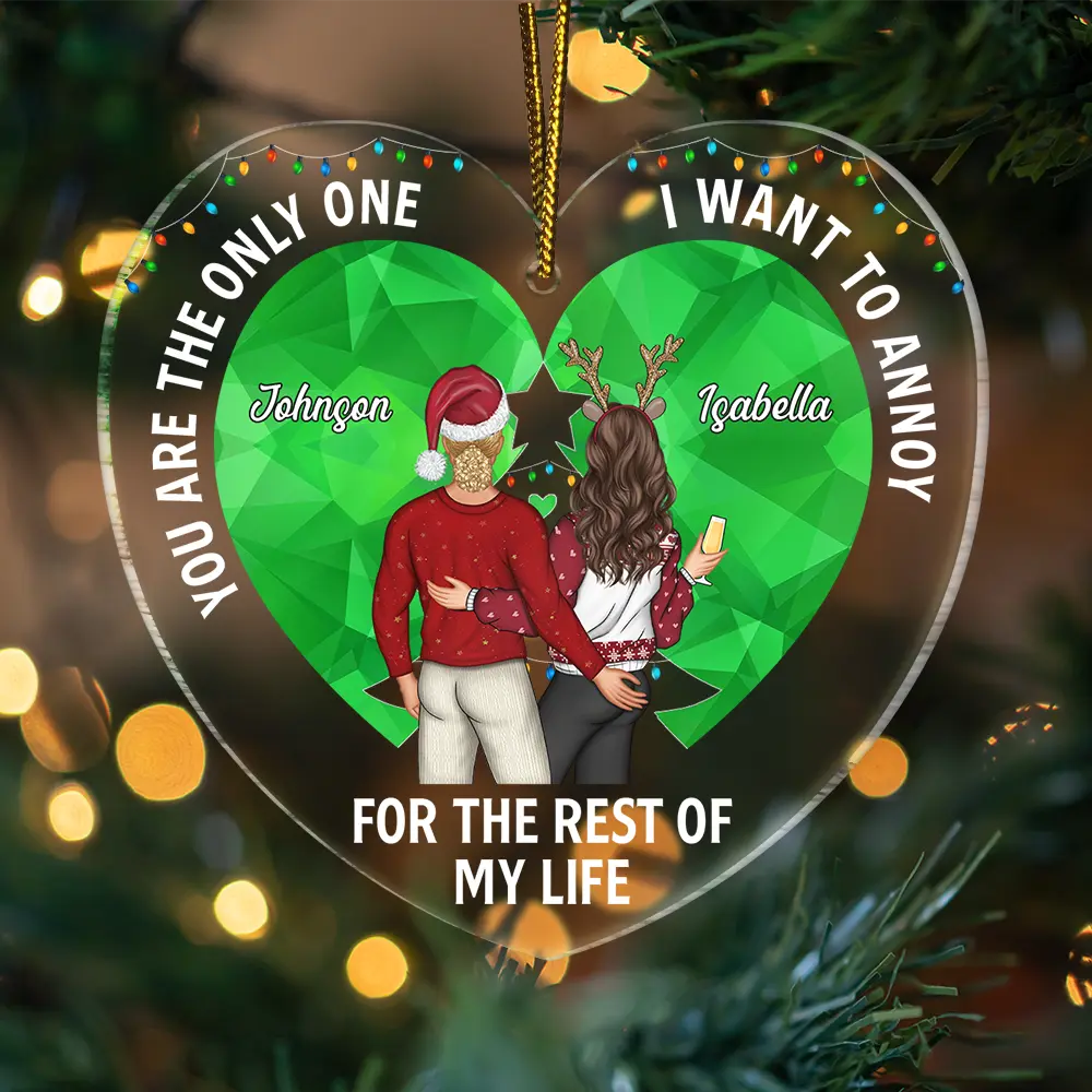 Christmas Couple You Are The Only One Stained Glass - Personalized Custom Shaped Acrylic Ornament - Image 3
