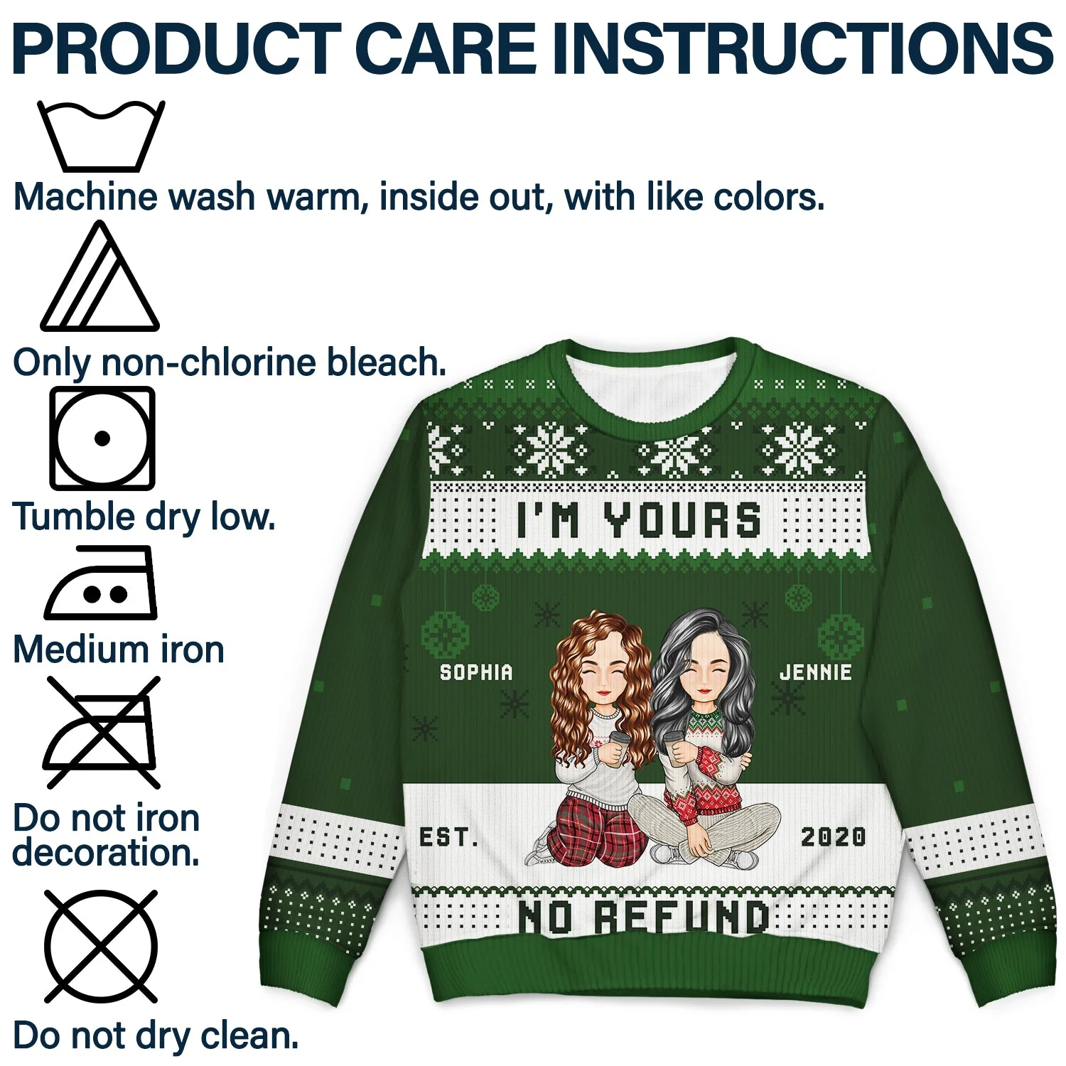 Christmas Couples I'm Yours No Refund - Gift For Couples - Personalized Unisex Ugly Sweater - Image 7