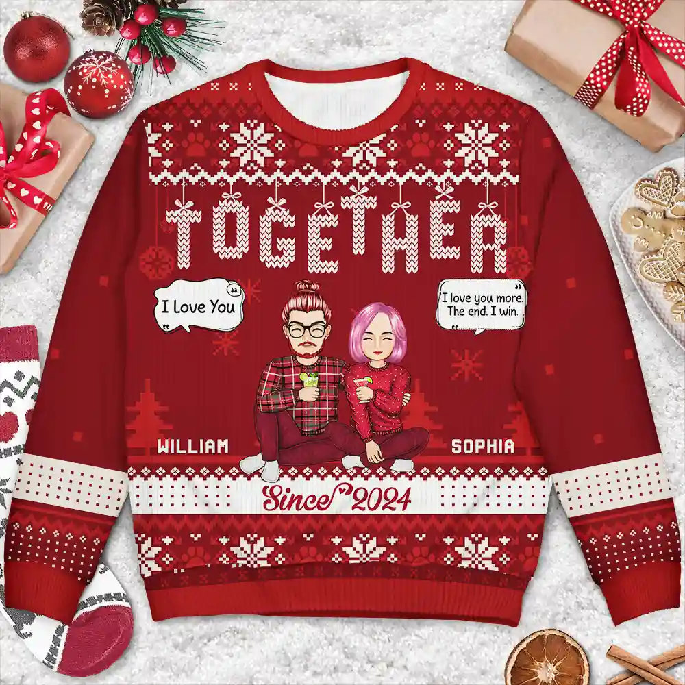 Christmas Couples Together Since - Personalized Unisex Ugly Sweater - Image 3
