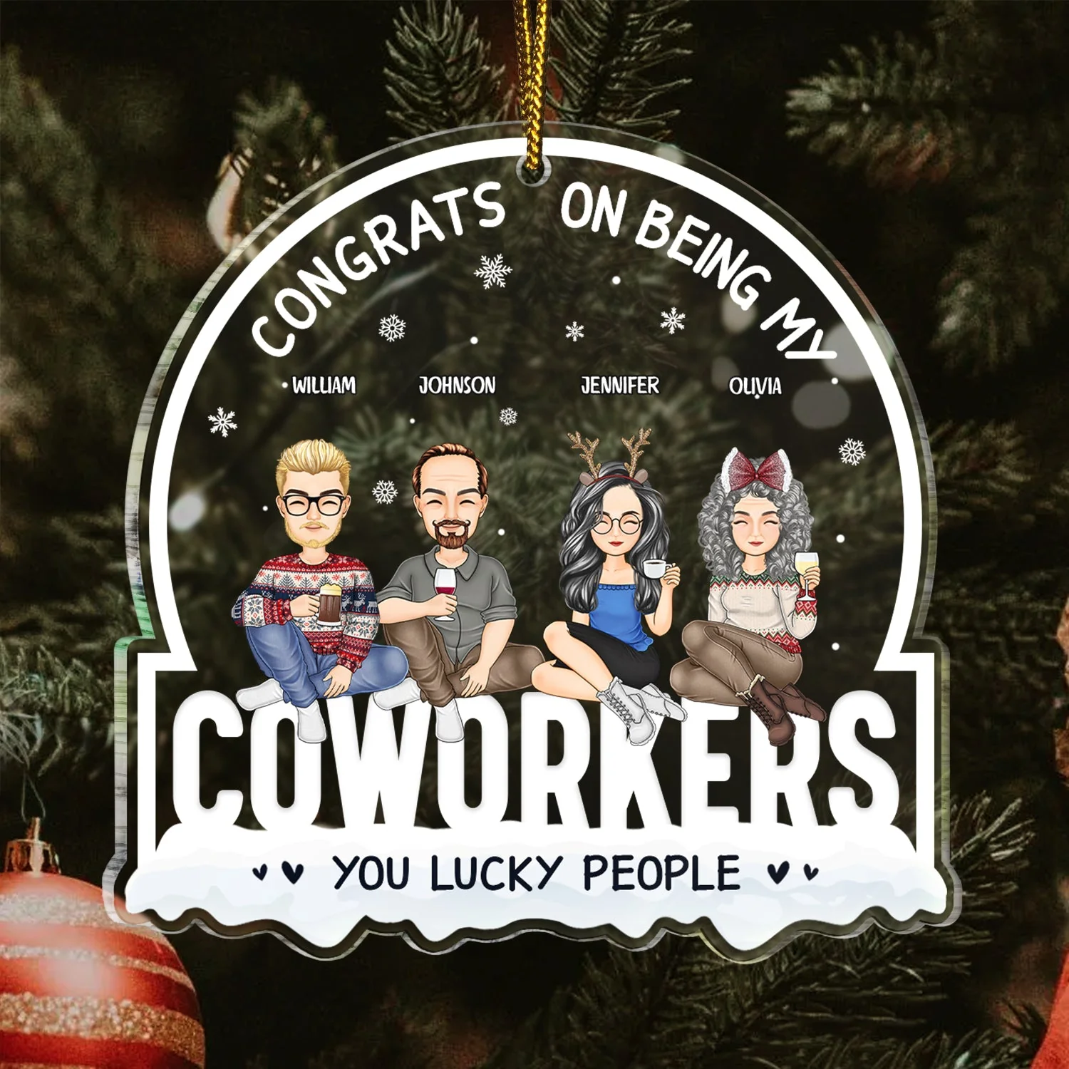 Christmas Coworker Congrats On Being My Work Bestie - Gift For Colleagues - Personalized Custom Shaped Acrylic Ornament - Image 3
