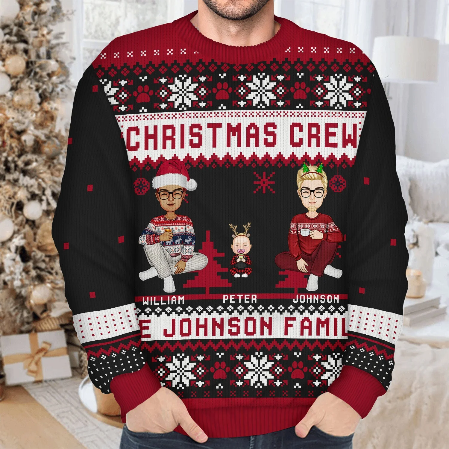 Christmas Crew - Gift For Family - Personalized Unisex Ugly Sweater - Image 5