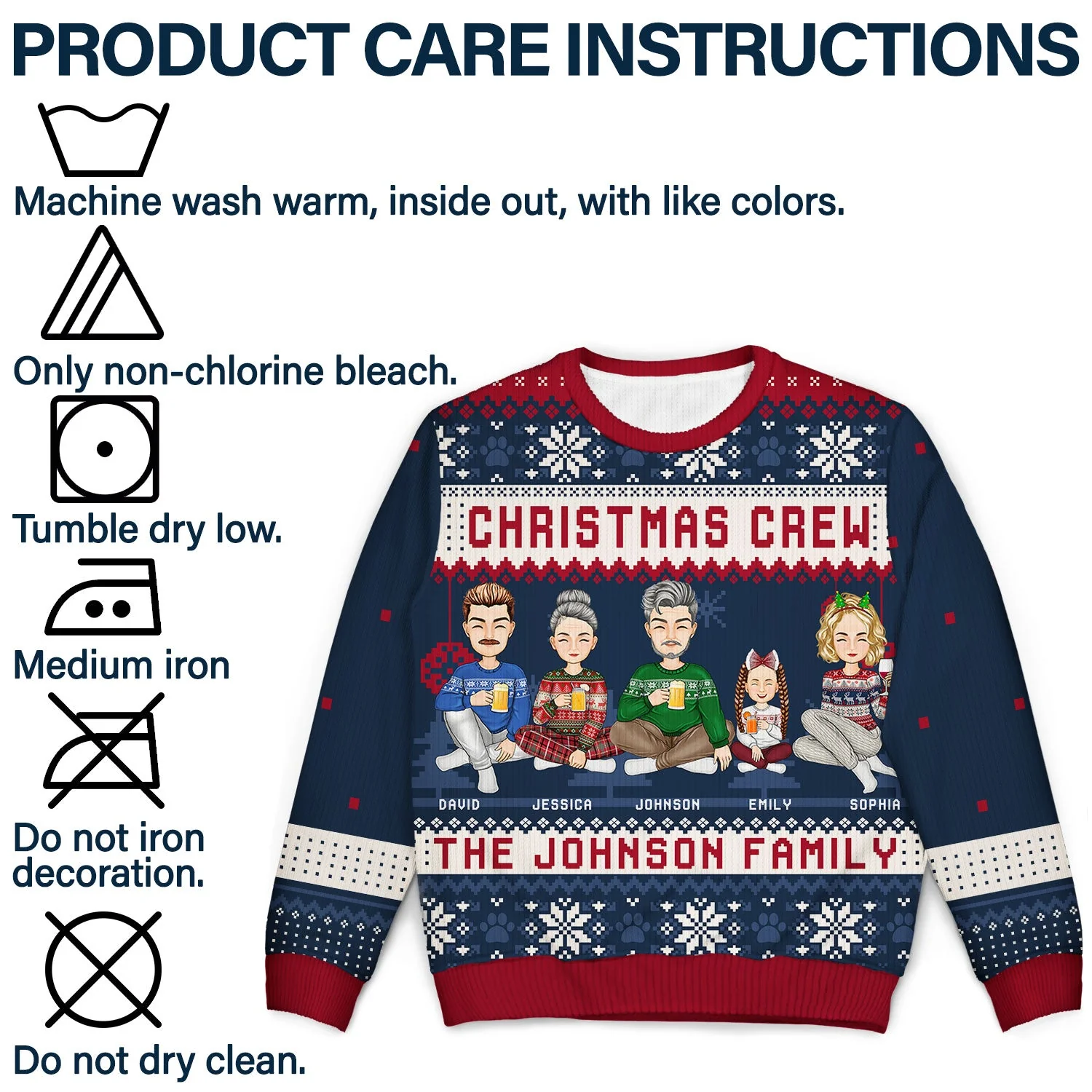 Christmas Crew - Gift For Family - Personalized Unisex Ugly Sweater - Image 8