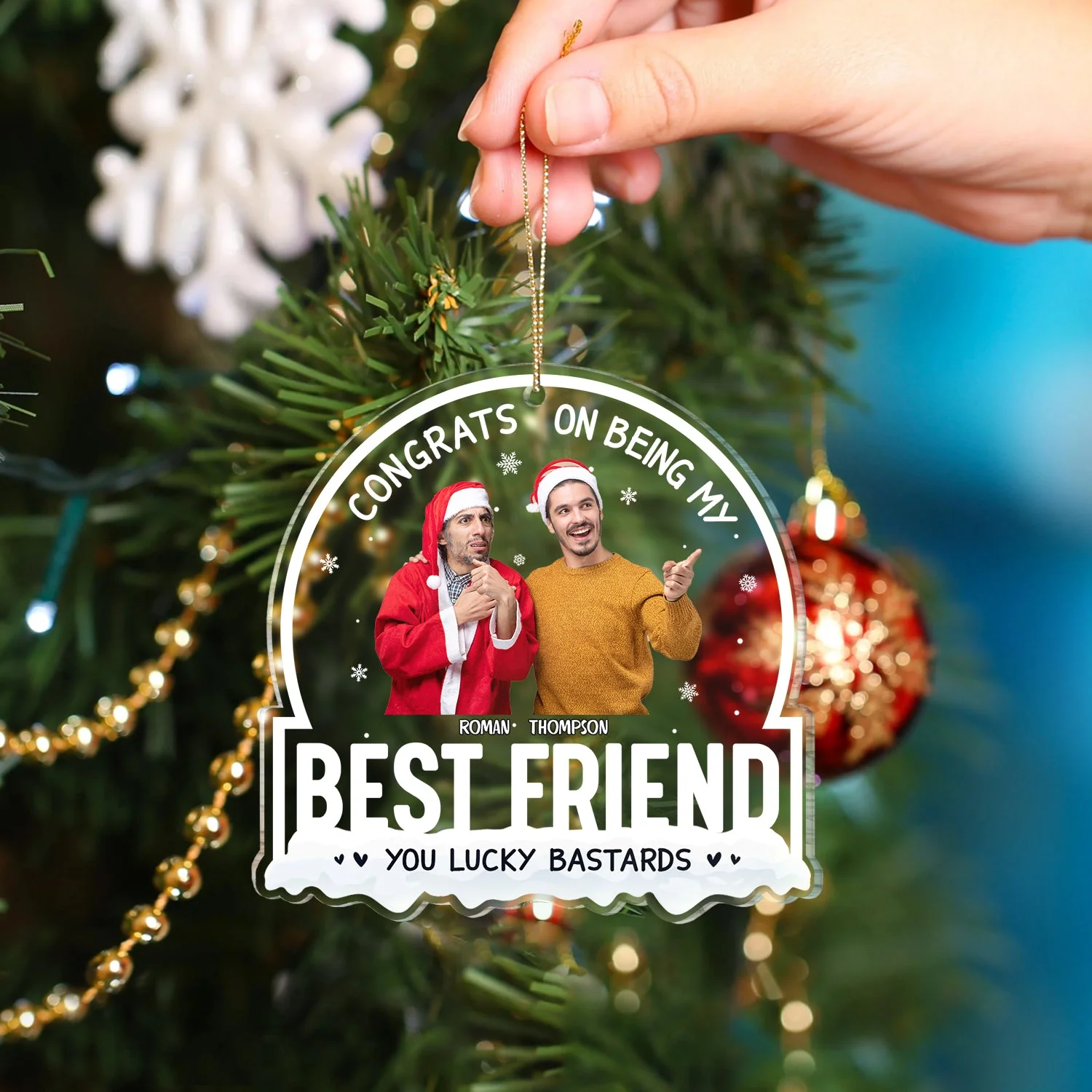 Christmas Custom Photo Congrats On Being My Bestie - Gift For Bestie - Personalized Custom Shaped Acrylic Ornament - Image 5