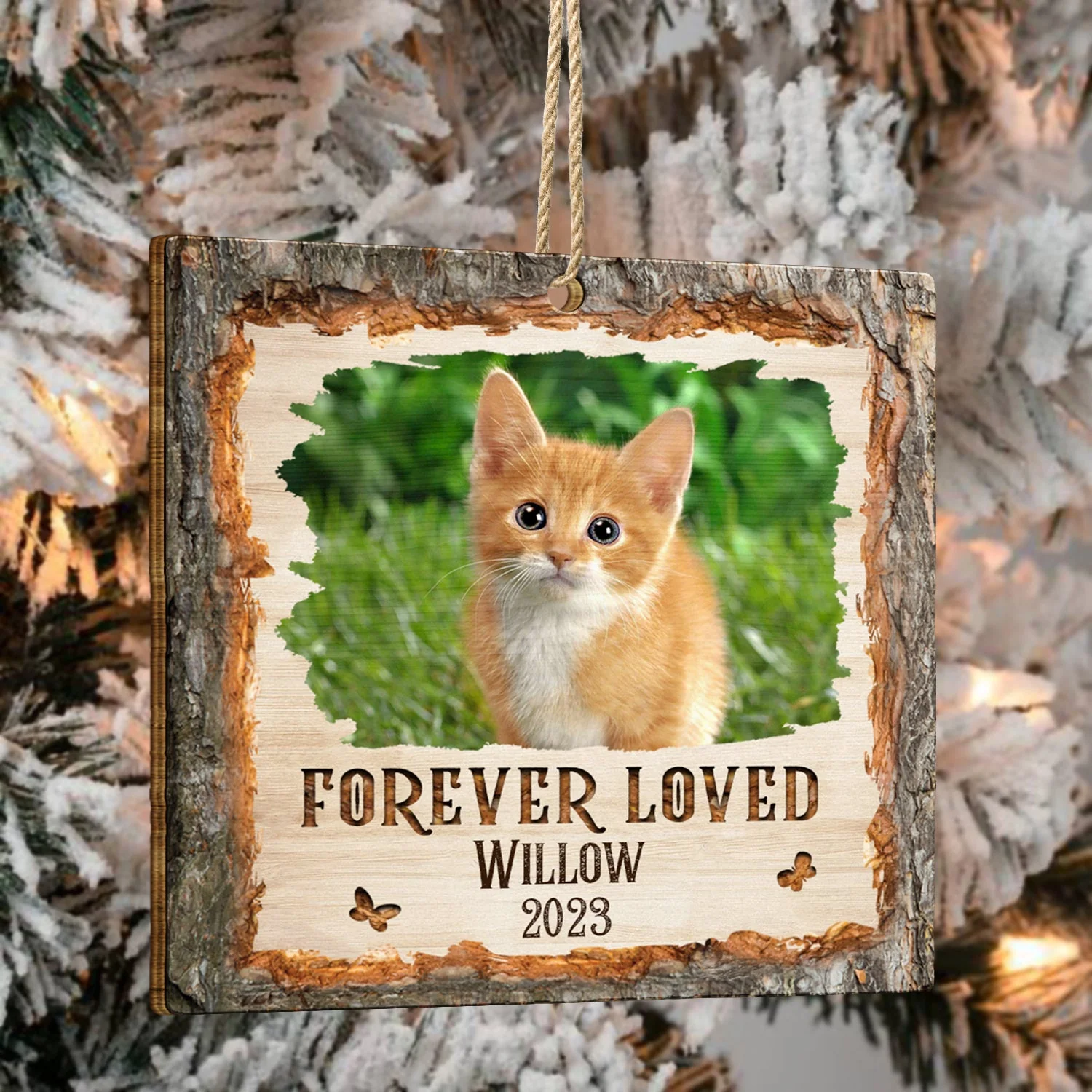 Christmas Custom Photo Memorial Forever Loved - Memorial Gift - Personalized Custom Shaped Wooden Ornament - Image 4
