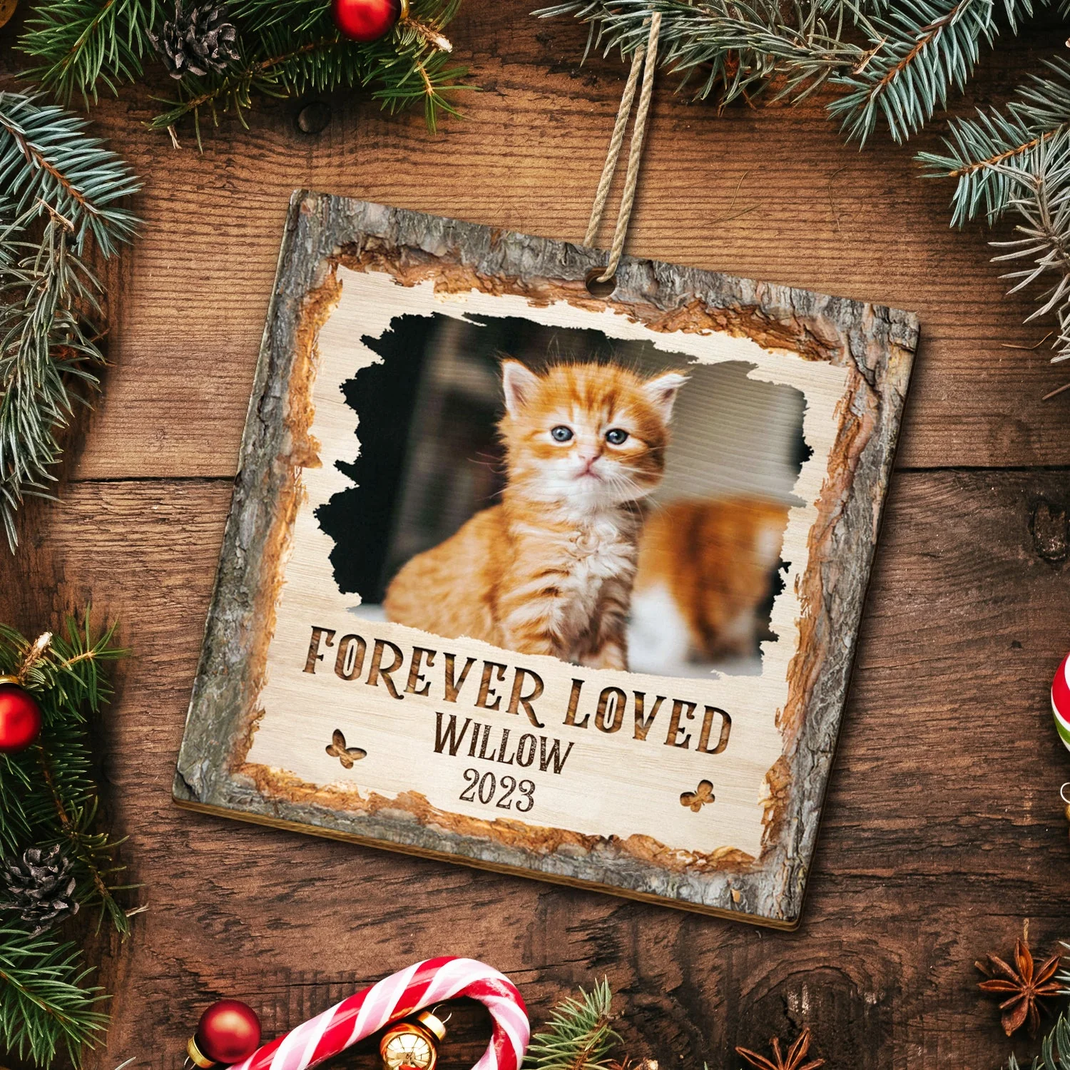 Christmas Custom Photo Memorial Forever Loved - Memorial Gift - Personalized Custom Shaped Wooden Ornament - Image 5
