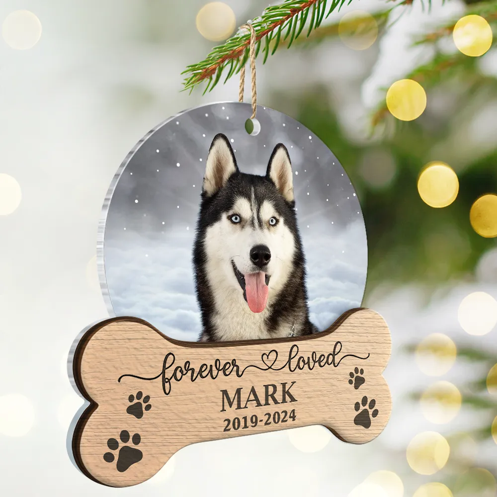 Christmas Custom Photo Memorial Forever Loved - Personalized 2-Layered Mix Ornament - Image 3