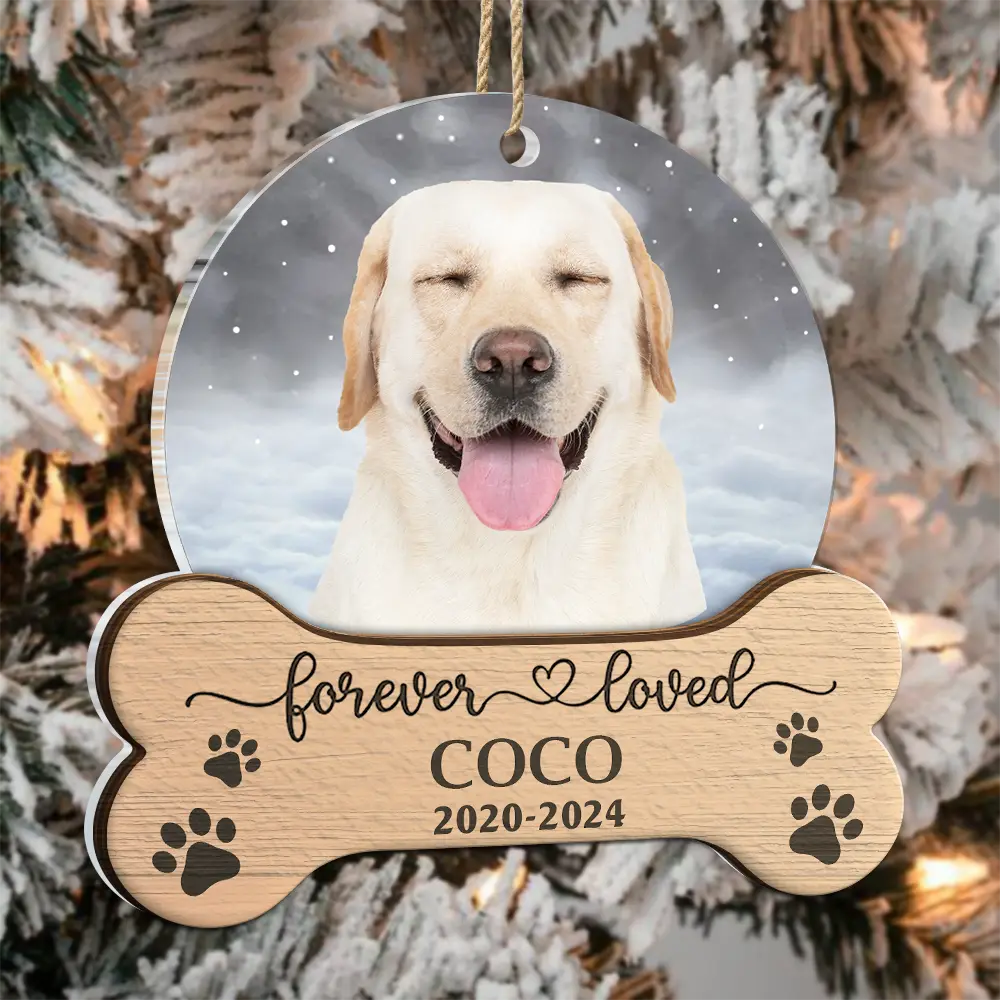Christmas Custom Photo Memorial Forever Loved - Personalized 2-Layered Mix Ornament - Image 4