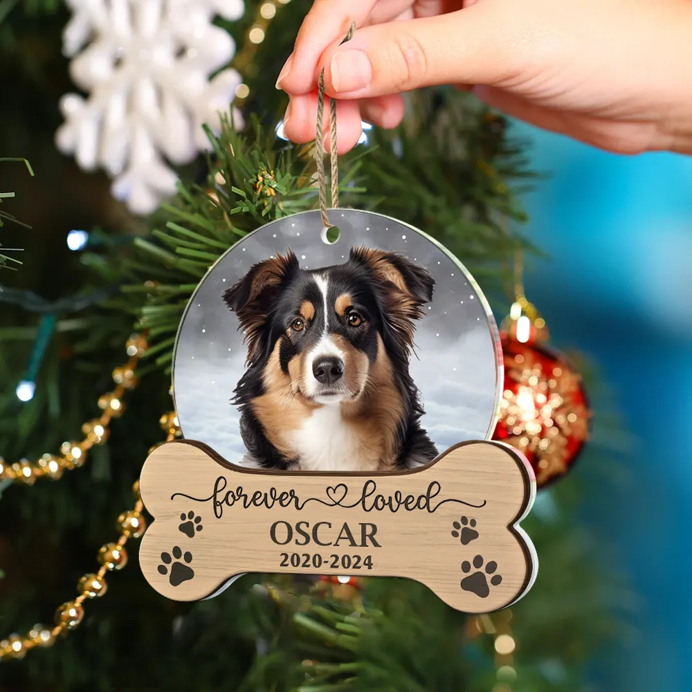 Christmas Custom Photo Memorial Forever Loved - Personalized 2-Layered Mix Ornament - Image 5