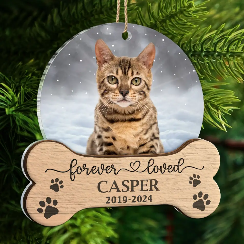 Christmas Custom Photo Memorial Forever Loved - Personalized 2-Layered Mix Ornament - Image 6