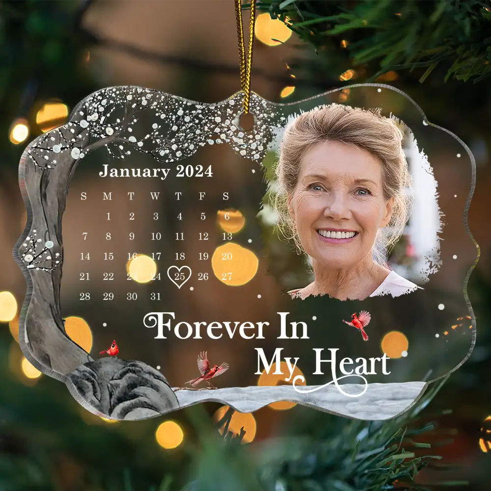 Christmas Custom Photo The Moment Your Heart Stopped Calendar - Personalized Medallion Acrylic Ornament - Image 4