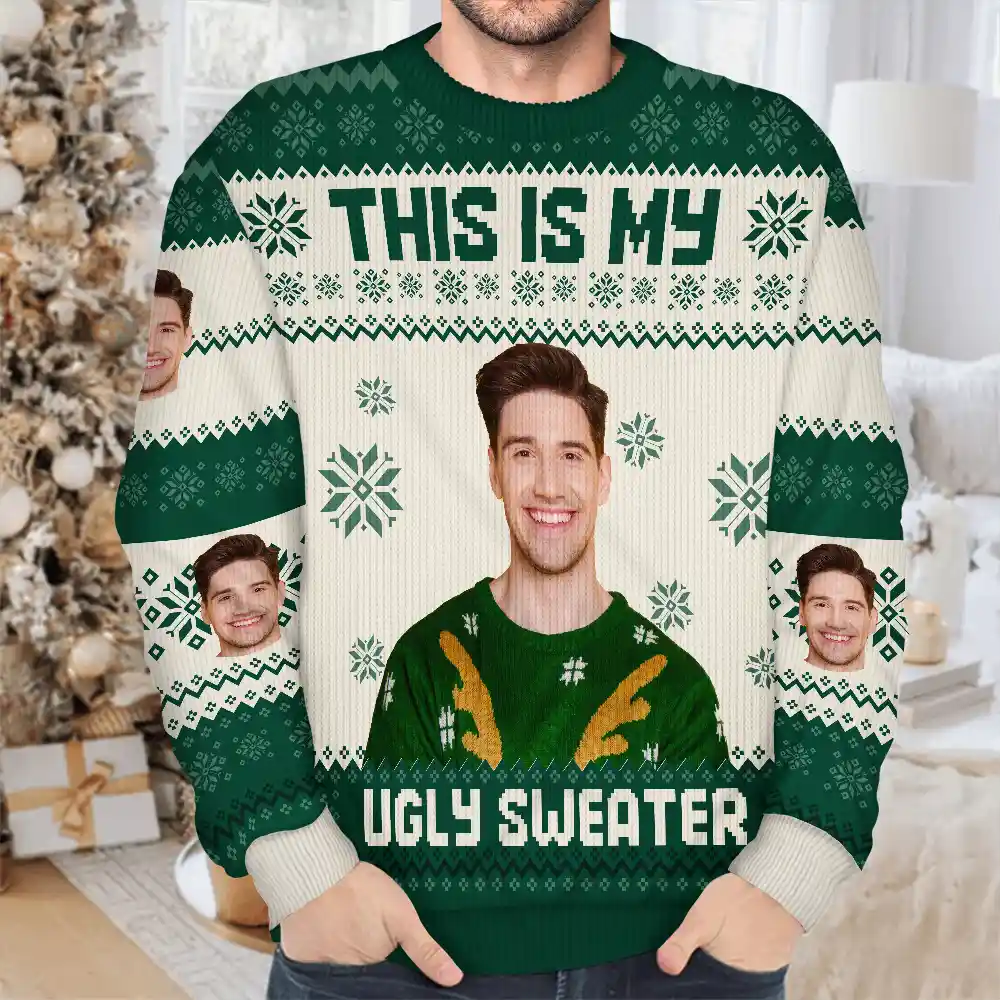 Christmas Custom Photo This Is My Ugly Sweater - Personalized Unisex Ugly Sweater - Image 5