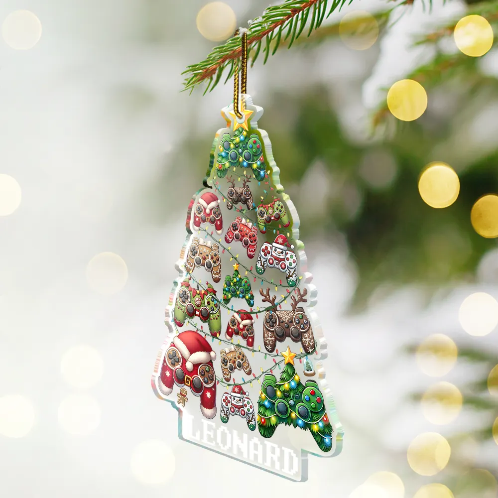 Christmas Decoration For Gamer - Personalized Custom Shaped Acrylic Ornament - Image 3