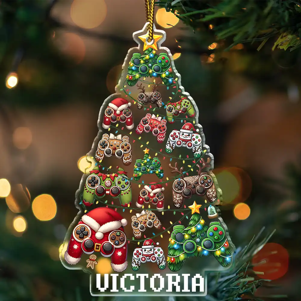 Christmas Decoration For Gamer - Personalized Custom Shaped Acrylic Ornament - Image 4