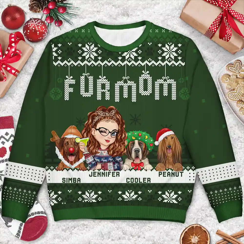 Christmas Dog Mom Mum - Personalized Unisex Ugly Sweater - Image 3