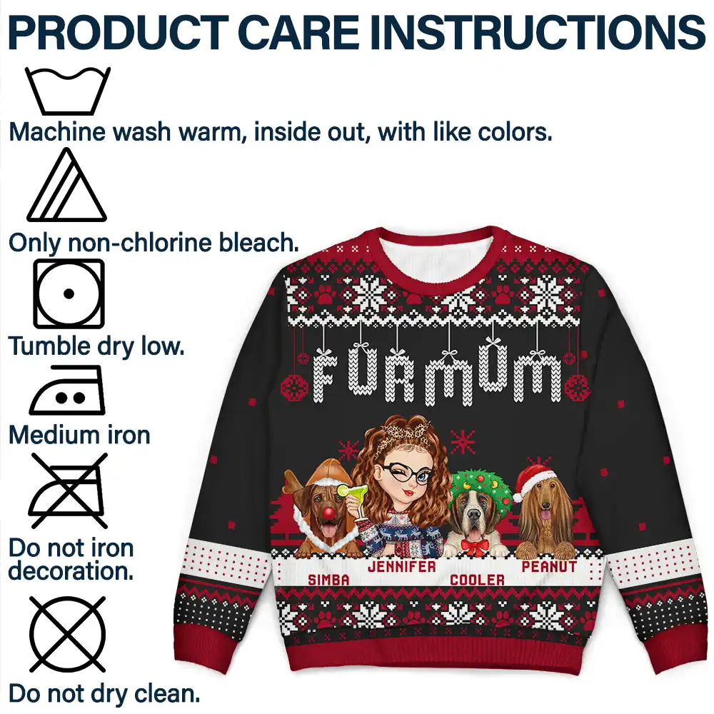 Christmas Dog Mom Mum - Personalized Unisex Ugly Sweater - Image 7
