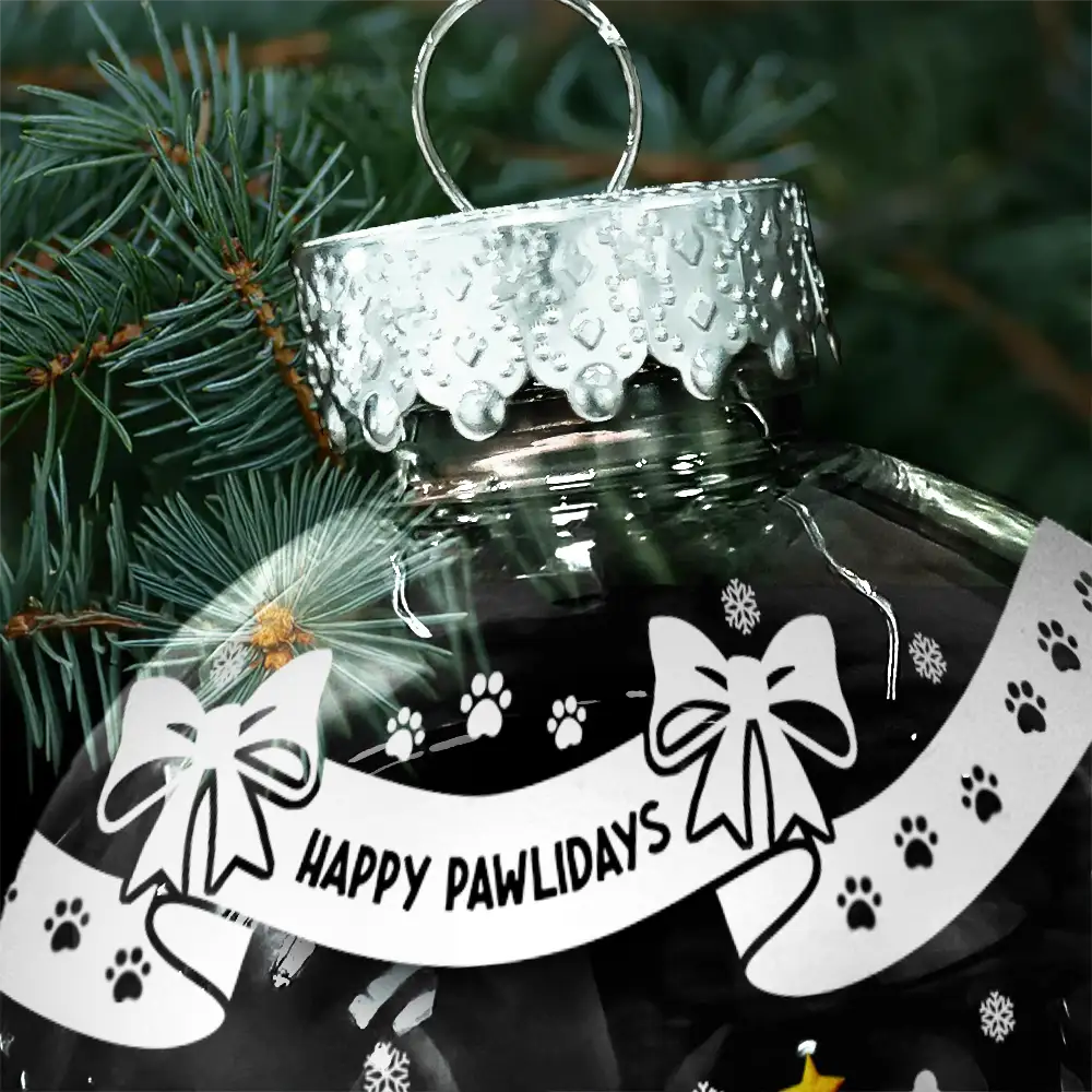 Christmas Dog With Bowknots - Personalized Ball Ornament - Image 5