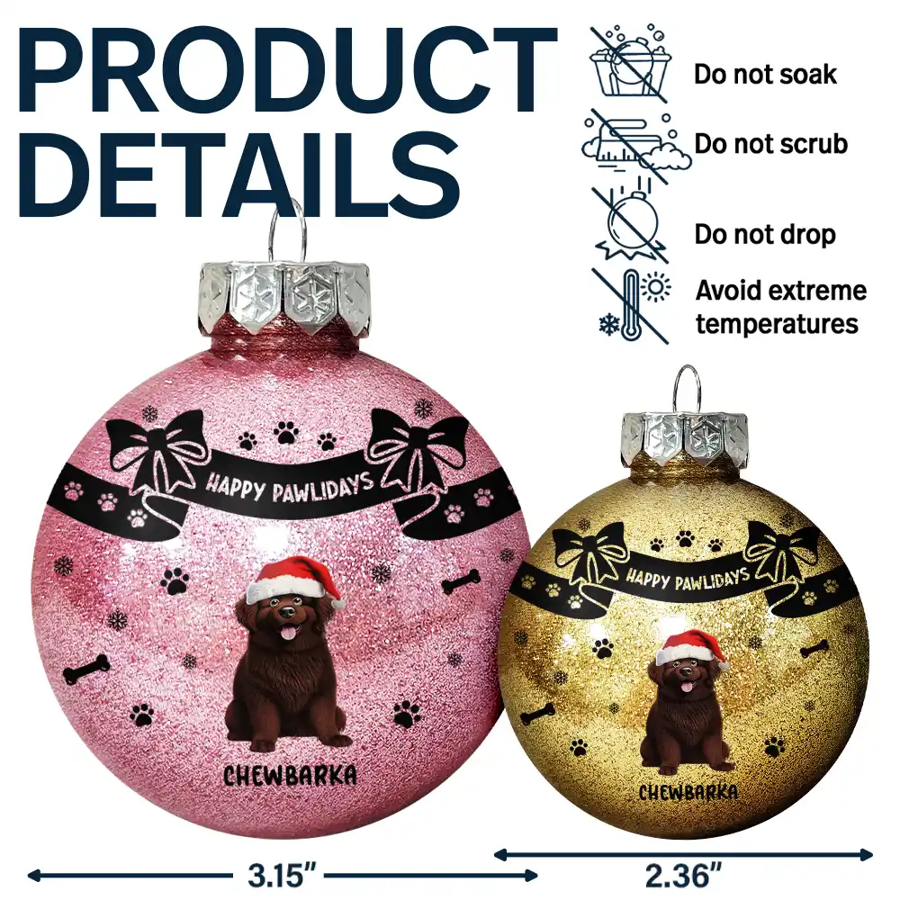 Christmas Dog With Bowknots - Personalized Ball Ornament - Image 7