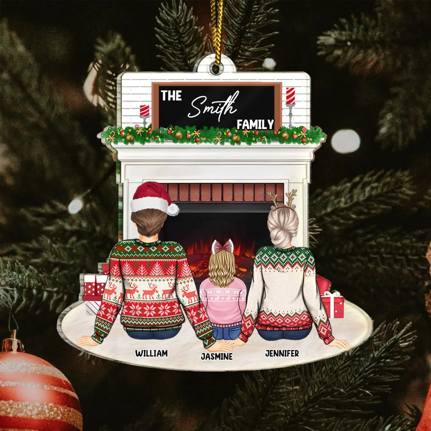 Christmas Family Backside Custom Name - Gift For Family - Personalized Cutout Acrylic Ornament - Image 3