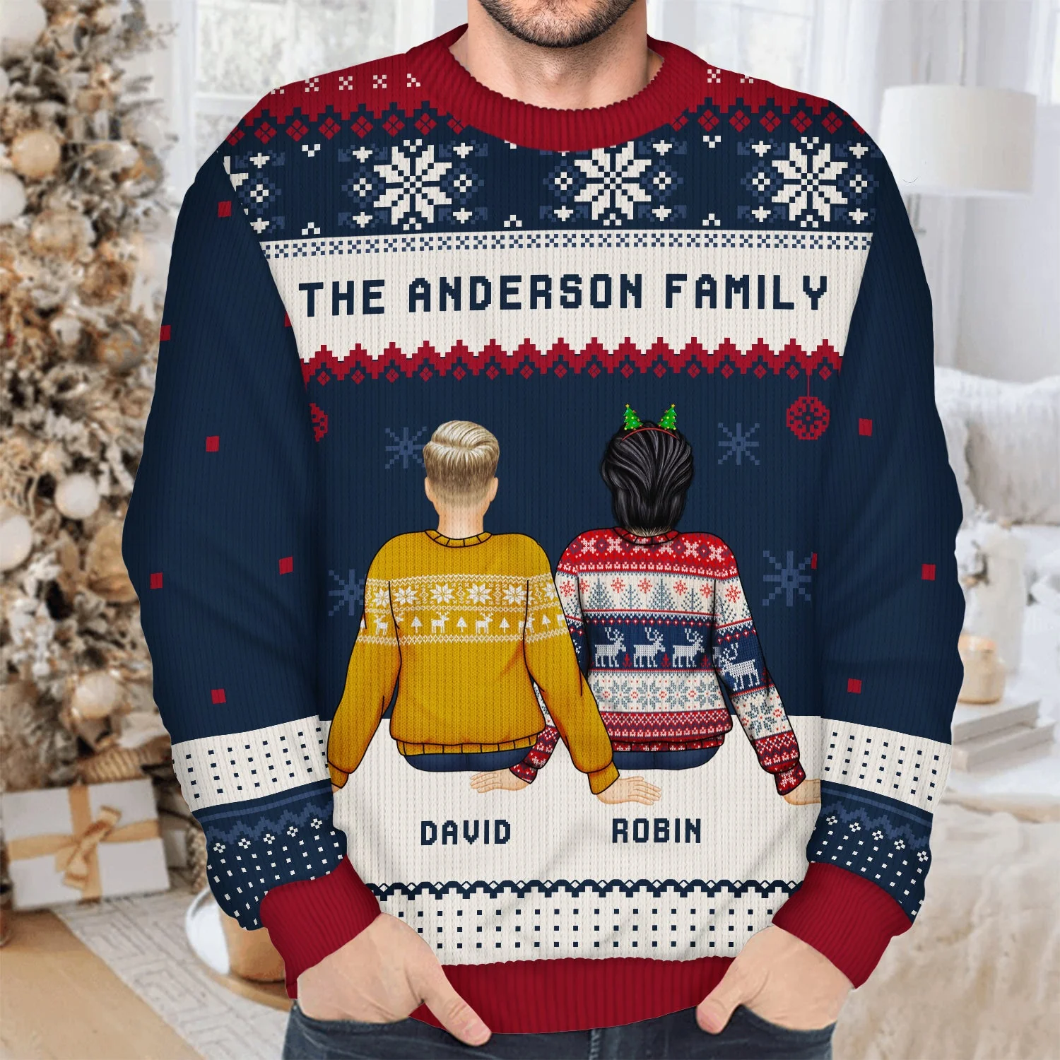 Christmas Family Backside Custom Name - Gift For Family - Personalized Unisex Ugly Sweater - Image 4