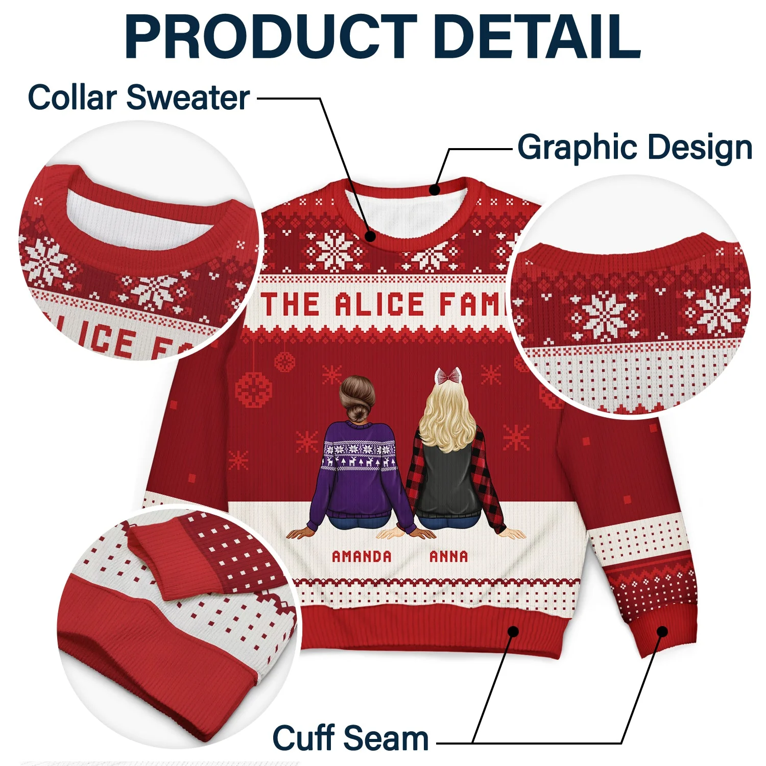 Christmas Family Backside Custom Name - Gift For Family - Personalized Unisex Ugly Sweater - Image 6
