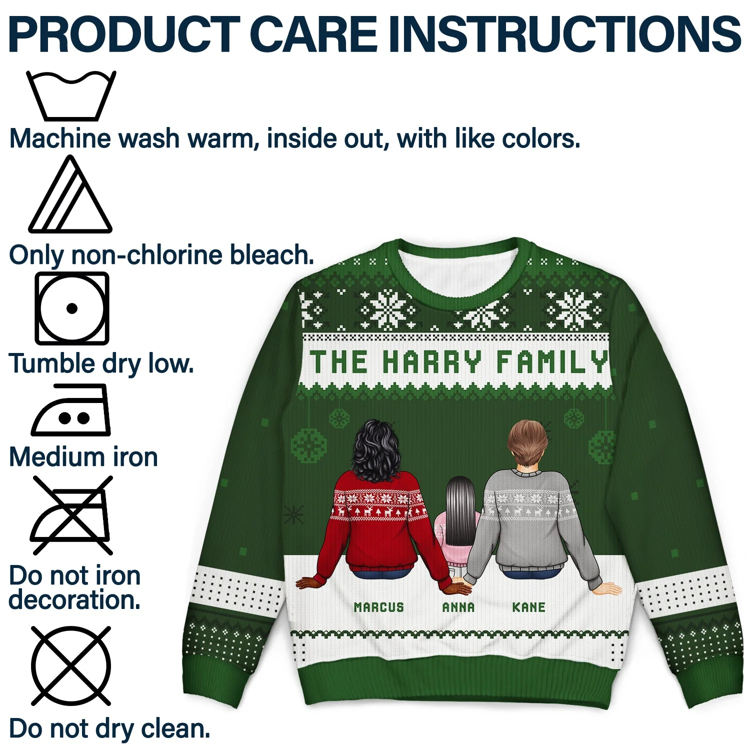 Christmas Family Backside Custom Name - Gift For Family - Personalized Unisex Ugly Sweater - Image 7