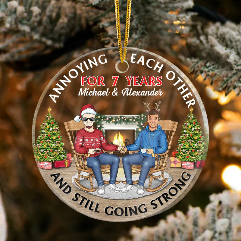 Christmas Family Couple Annoying Each Other For Years - Gift For Couples - Personalized Custom Circle Acrylic Ornament - Image 3