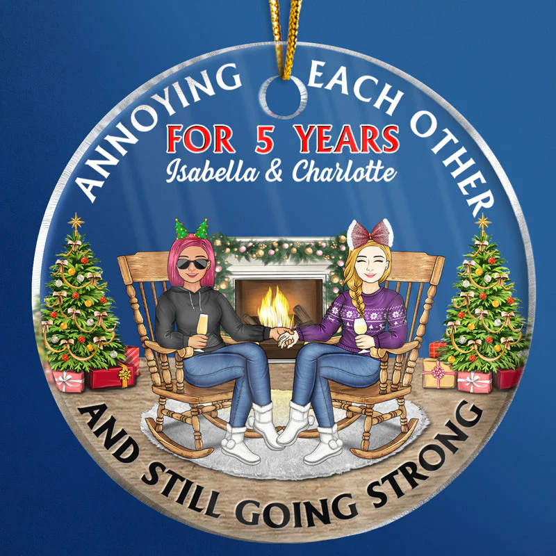 Christmas Family Couple Annoying Each Other For Years - Gift For Couples - Personalized Custom Circle Acrylic Ornament - Image 4