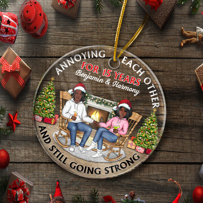 Christmas Family Couple Annoying Each Other For Years - Gift For Couples - Personalized Custom Circle Acrylic Ornament - Image 5
