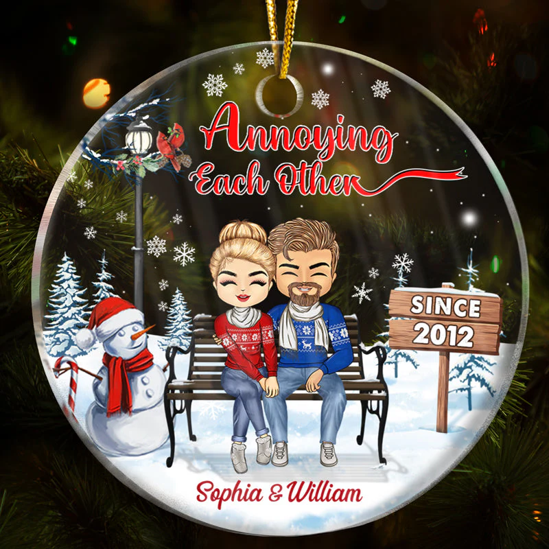 Christmas Family Couple I'm Yours No Returns Or Refunds - Gift For Couples - Personalized Custom Circle Acrylic Ornament - Image 3