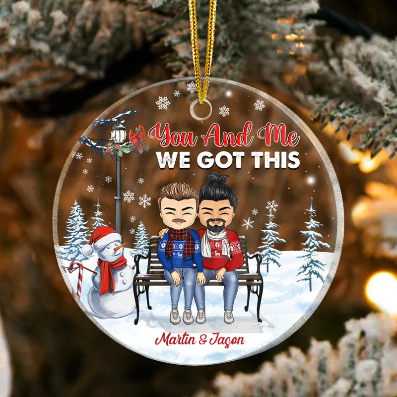 Christmas Family Couple I'm Yours No Returns Or Refunds - Gift For Couples - Personalized Custom Circle Acrylic Ornament - Image 4