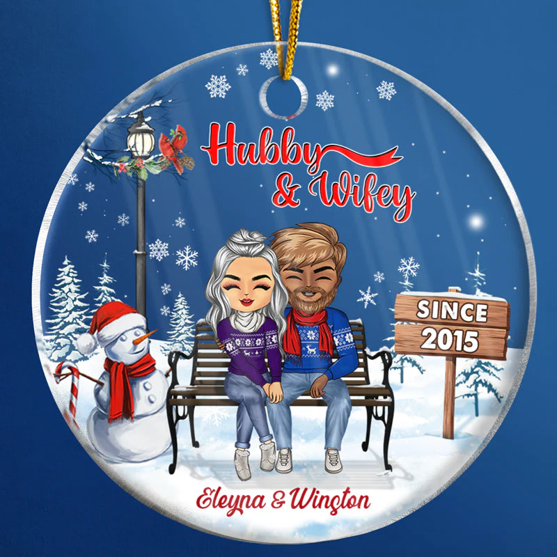 Christmas Family Couple I'm Yours No Returns Or Refunds - Gift For Couples - Personalized Custom Circle Acrylic Ornament - Image 5
