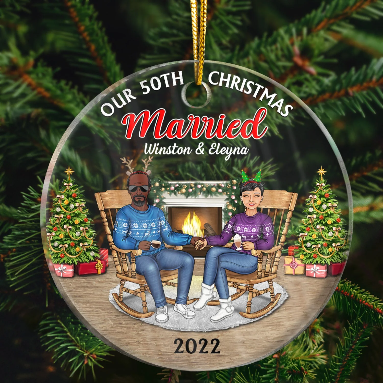 Christmas Family Couple Our First Christmas Together - Gift For Couples - Personalized Custom Circle Acrylic Ornament - Image 2