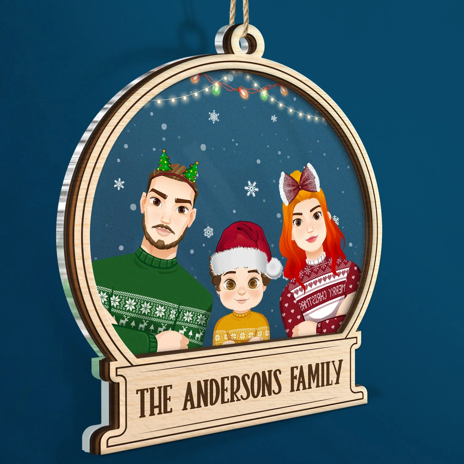 Christmas Family Custom Name - Gift For Family - Personalized 2-Layered Mix Ornament - Image 2