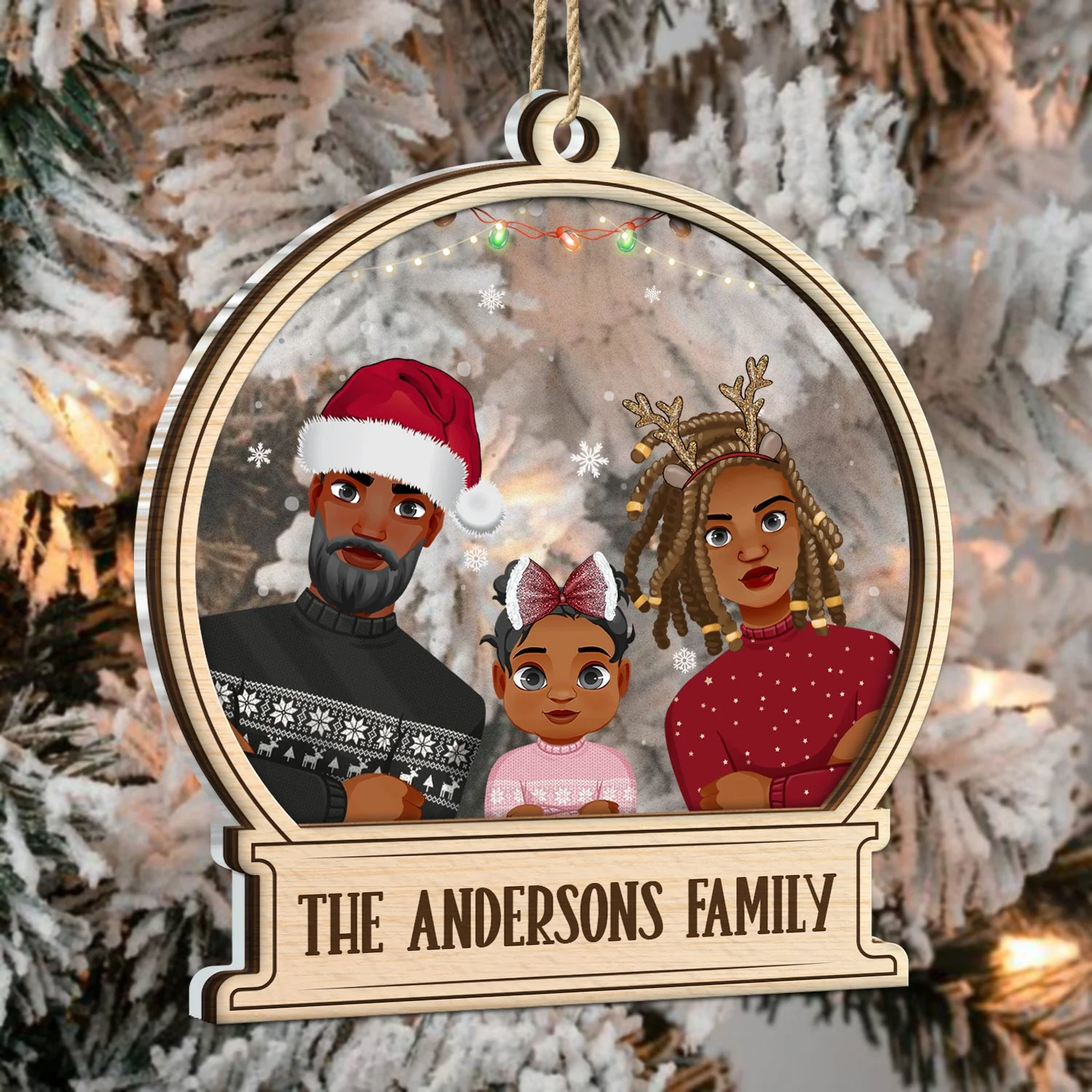 Christmas Family Custom Name - Gift For Family - Personalized 2-Layered Mix Ornament - Image 3