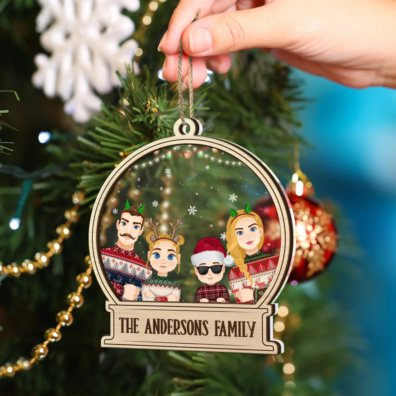 Christmas Family Custom Name - Gift For Family - Personalized 2-Layered Mix Ornament - Image 4