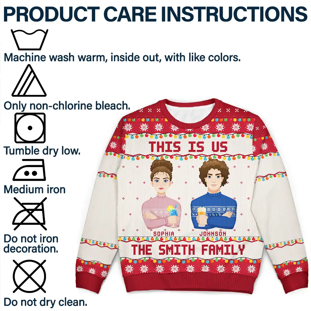 Christmas Family Forever This Is Us Flat Art - Personalized Unisex Ugly Sweater - Image 7