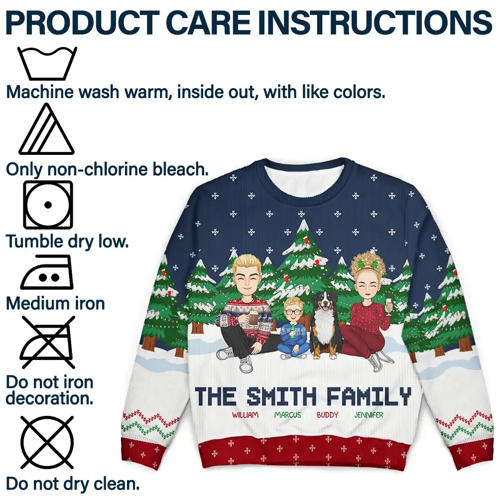 Christmas Family In The Forest A Whole Lot Of Love - Personalized Unisex Ugly Sweater - Image 7