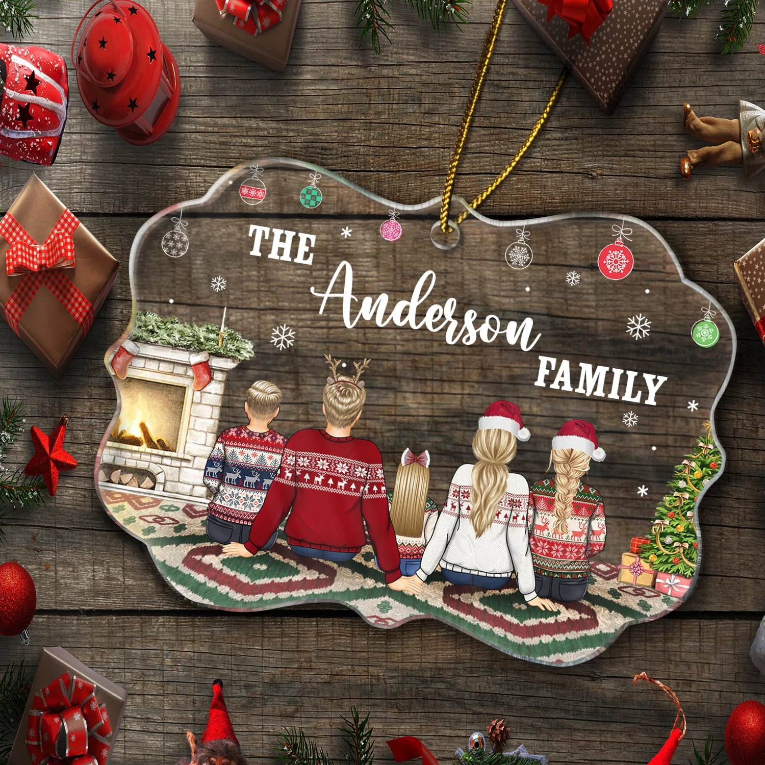 Christmas Family Name Custom - Gift For Family - Personalized Medallion Acrylic Ornament - Image 5