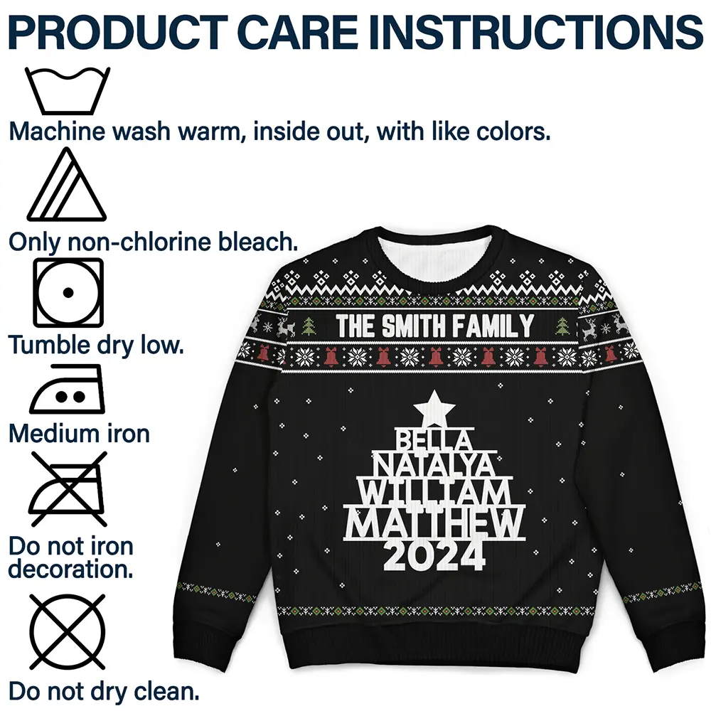 Christmas Family Name Tree - Personalized Unisex Ugly Sweater - Image 7