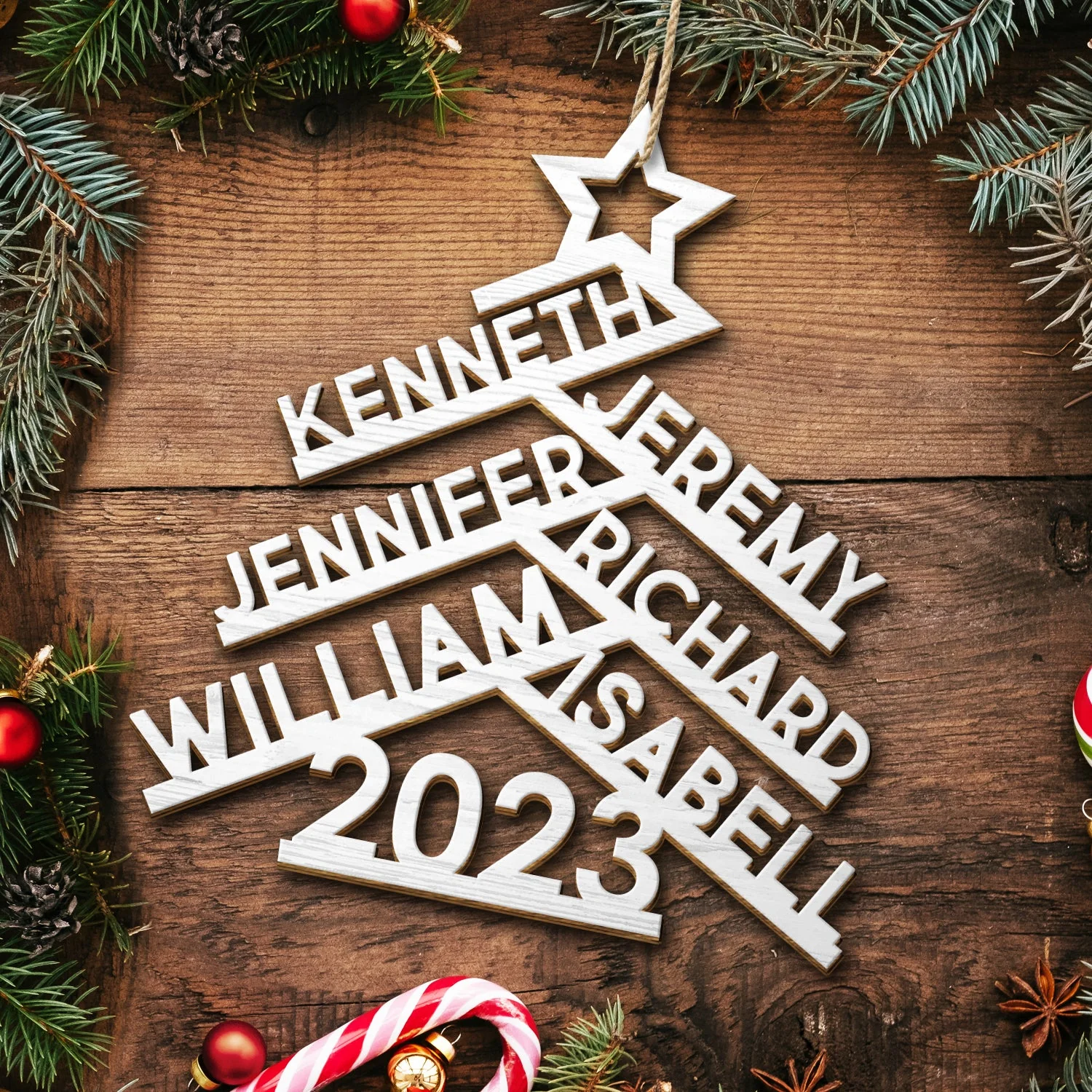 Christmas Family Names Decor - Gift For Family - Personalized Wooden Cutout Ornament - Image 5