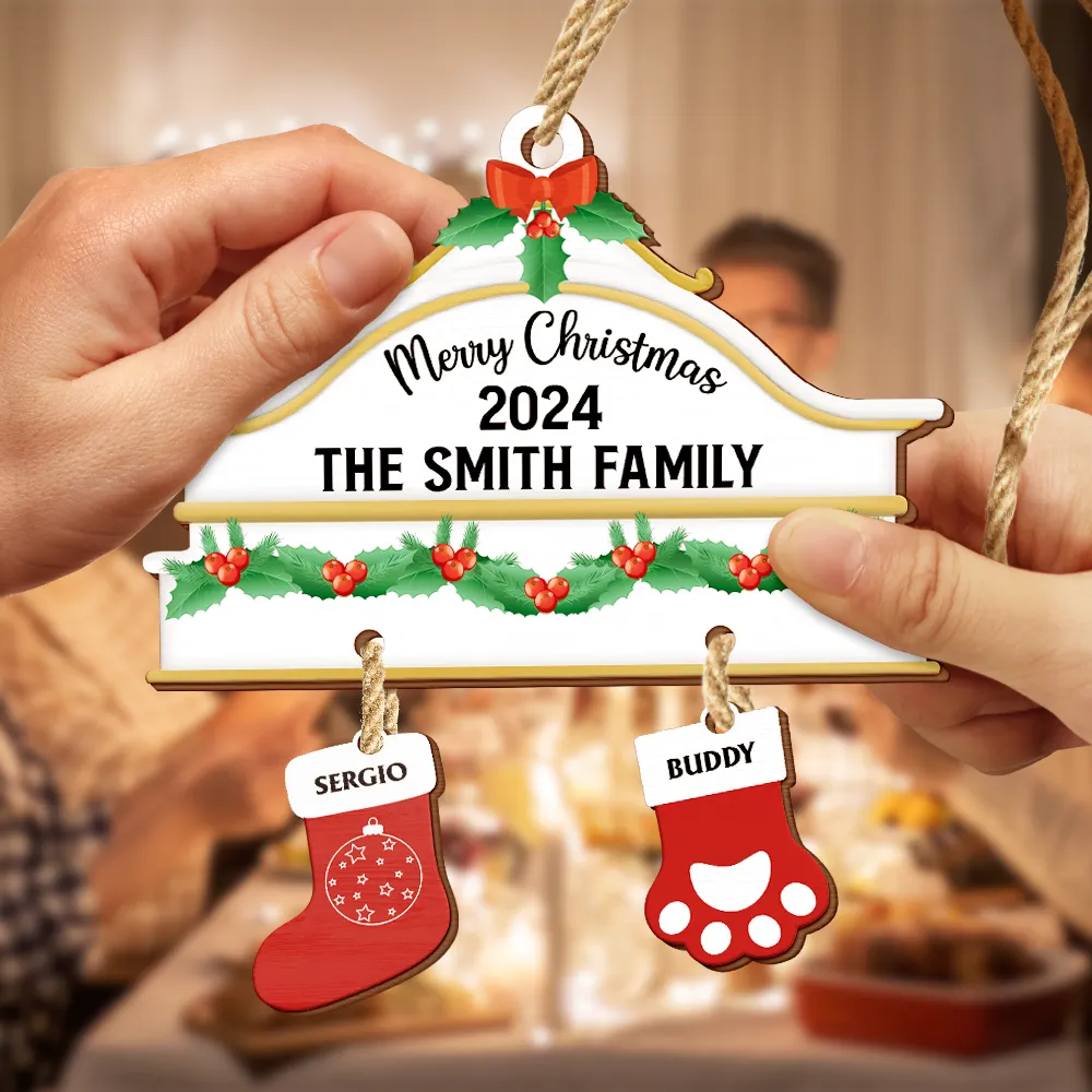 Christmas Family Stockings - Personalized Wooden Ornament With Wooden Tag - Image 6