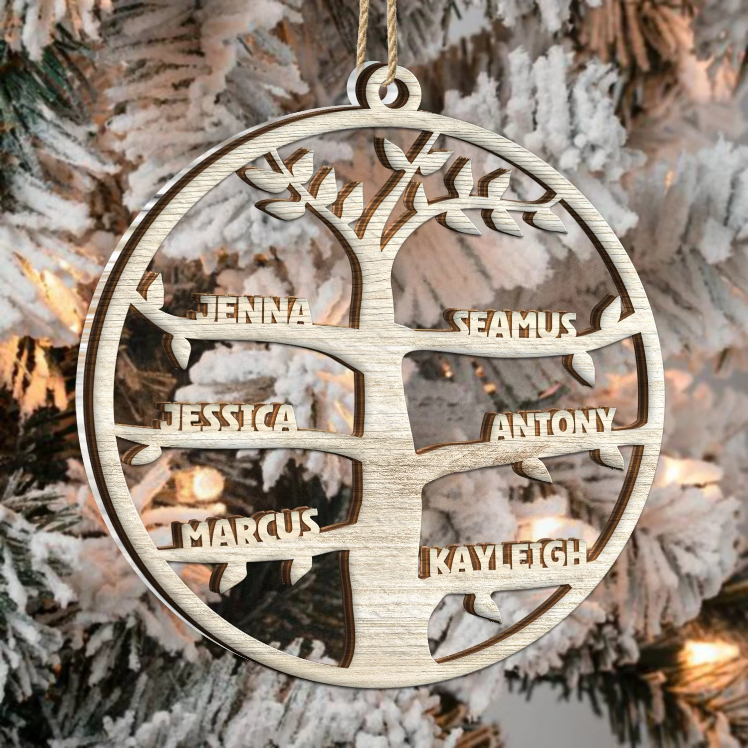 Christmas Family Tree - Personalized 2-Layered Mix Ornament - Image 3