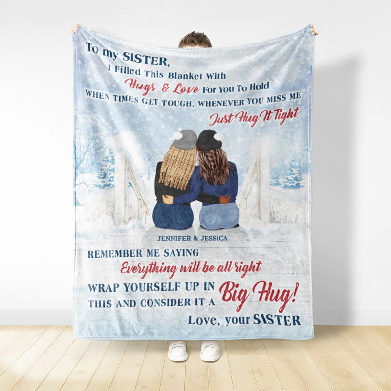 Christmas Filled This Blanket With Hugs And Love - Gift For Sisters - Personalized Custom Fleece Blanket - Image 2