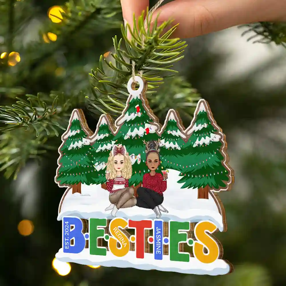 Christmas Friends Always Better Together - Personalized Wooden Cutout Ornament - Image 2