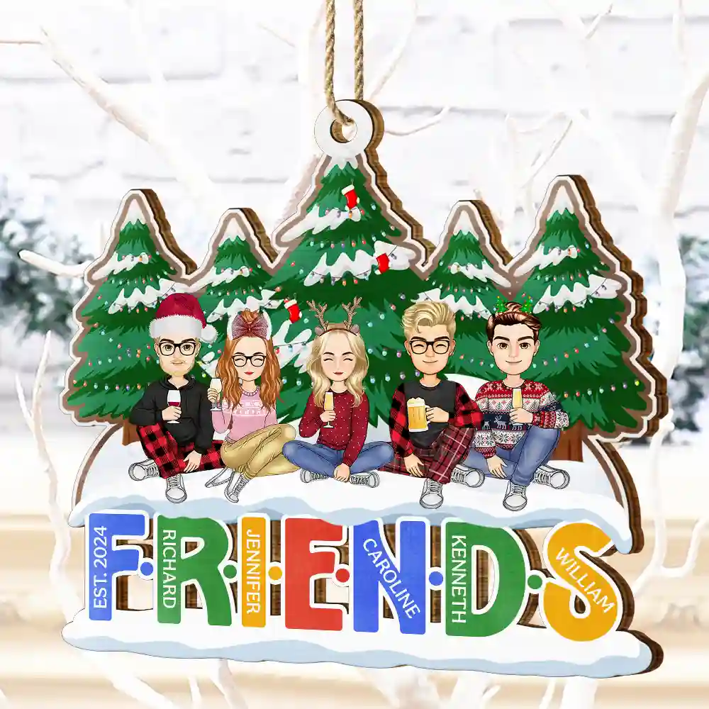 Christmas Friends Always Better Together - Personalized Wooden Cutout Ornament - Image 4