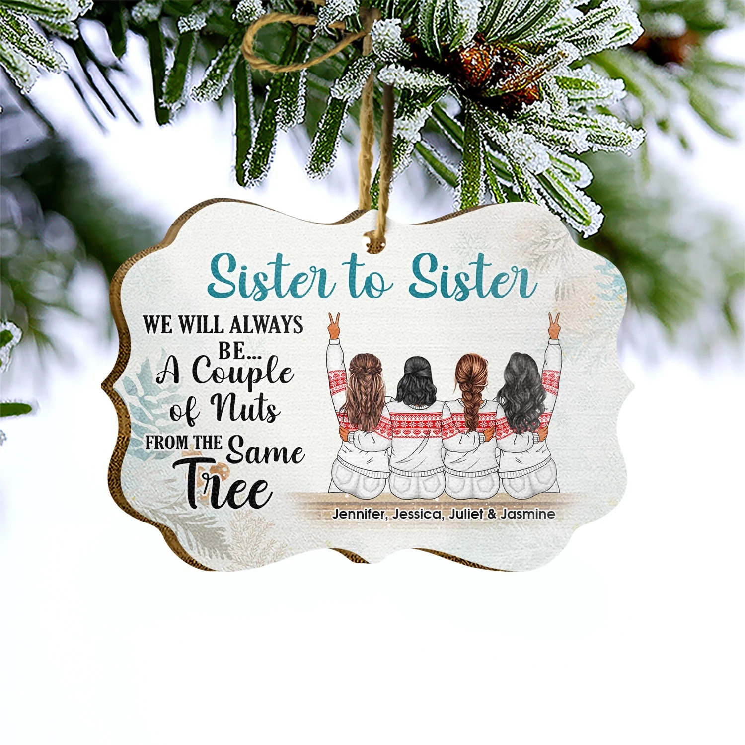 Christmas From The Same Tree - Gift For Sisters - Personalized Custom Wooden Ornament - Image 3